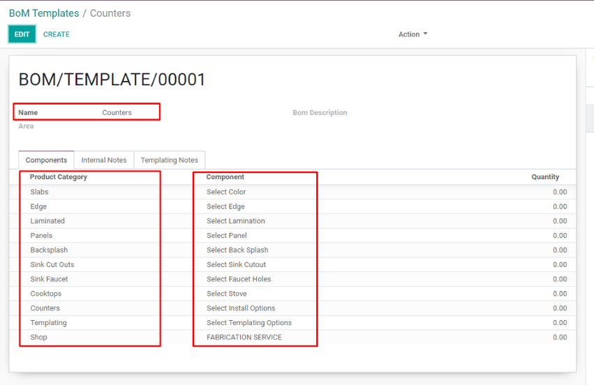 create BoM using odoo