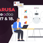 Odoo AI dashboard showing automated insights and chatbot features on Odoo 16, 17, and 18