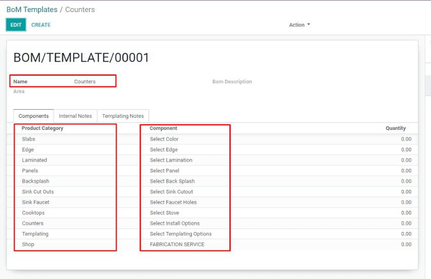 create BoM using odoo